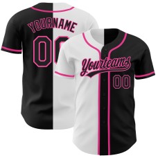 Black Black White-Pink Authentic Split Fashion Jerseys