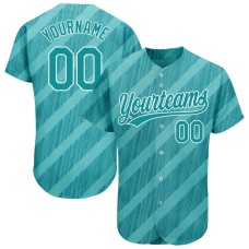 Aqua Teal-White 3D Pattern Design Jerseys