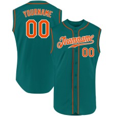 Aqua Orange-White Authentic Sleeveless Jerseys