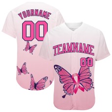 3D Pink Ribbon Breast Cancer Awareness Month With Butterflies Women Health Care Support Jerseys