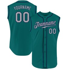 Aqua Gray-Navy Authentic Sleeveless Jerseys