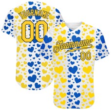 3D Pattern Design Hearts Painted In The Colors Of The Ukrainian Flag Jerseys