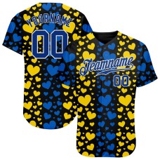 3D Pattern Design Hearts Painted In The Colors Of The Ukrainian Flag Jerseys