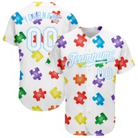 Autism Awareness Puzzle Pieces White-Lig...