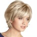 Short Blonde Wig with Bangs Blonde Mix Brown Wigs for White Women Natural Fluffy Synthetic Hair Womens Wigs