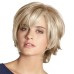 Short Blonde Wig with Bangs Blonde Mix Brown Wigs for White Women Natural Fluffy Synthetic Hair Womens Wigs