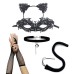 CarnivalSexy Princess Cat Dress Black Lace Mask Cat's Ears (Steamed Cat-ear Shaped Bread) Hair Hoop Dance Mask Set