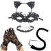 CarnivalSexy Princess Cat Dress Black Lace Mask Cat's Ears (Steamed Cat-ear Shaped Bread) Hair Hoop Dance Mask Set