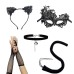 CarnivalSexy Princess Cat Dress Black Lace Mask Cat's Ears (Steamed Cat-ear Shaped Bread) Hair Hoop Dance Mask Set