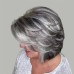 Short Dark Gray Bob Wigs Wavy Layered Bob Wig with Curtain Bangs for Women Synthetic Highlight Sliver Ombre Grey Bob Wig Pixie Cut Wig Gray Hair Wigs for Women Black Mixed Gray Wavy Wig