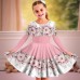 Carnival Girls' 3D Floral Dress Pink Long Sleeve 3D Print Spring Fall Sports & Outdoor Daily Holiday Cute Casual Beautiful Kids 3-12 Years Casual Dress A Line Dress Above Knee Polyester Regular Fit