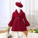 Toddler Girls' Woolen Coat Solid Color Active Button School Coat Outerwear 3-7 Years Spring Red Blue Rose Red