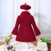 Toddler Girls' Woolen Coat Solid Color Active Button School Coat Outerwear 3-7 Years Spring Red Blue Rose Red