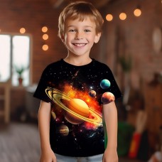 Boys 3D Graphic Galaxy Space T shirt Tee Short Sleeve 3D Print Summer Spring Active Sports Fashion Polyester Kids 3-12 Years Outdoor Casual Daily Regular Fit