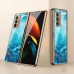 Phone Case For Samsung Galaxy Z Fold 5 Z Fold 4 Z Fold 3 Z Fold 2 Back Cover Plating Single Sided Anti-Scratch Lines / Waves Marble Tempered Glass