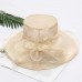 Straw Hat Vintage Style Elegant Tulle Organza Hats Headwear with Faux Pearl Flower Ruffle 1 PC Wedding Tea Party Horse Race Headpiece