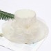 Straw Hat Vintage Style Elegant Tulle Organza Hats Headwear with Faux Pearl Flower Ruffle 1 PC Wedding Tea Party Horse Race Headpiece