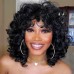 Short Curly Wigs for Black Women Soft Black Big Curly Wig with Bangs Afro Kinky Curls Heat Resistant Natural Looking Synthetic Wig for African American Women