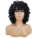 Short Curly Wigs for Black Women Soft Black Big Curly Wig with Bangs Afro Kinky Curls Heat Resistant Natural Looking Synthetic Wig for African American Women