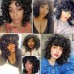 Short Curly Wigs for Black Women Soft Black Big Curly Wig with Bangs Afro Kinky Curls Heat Resistant Natural Looking Synthetic Wig for African American Women