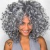 Short Curly Wigs for Black Women Soft Black Big Curly Wig with Bangs Afro Kinky Curls Heat Resistant Natural Looking Synthetic Wig for African American Women