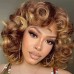 Short Curly Wigs for Black Women Soft Black Big Curly Wig with Bangs Afro Kinky Curls Heat Resistant Natural Looking Synthetic Wig for African American Women