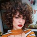 Short Curly Wigs for Black Women Soft Black Big Curly Wig with Bangs Afro Kinky Curls Heat Resistant Natural Looking Synthetic Wig for African American Women