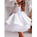 Kids Little Girls' Dress Polka Dot Solid Colored A Line Dress Performance Ruched Mesh White Tulle Above Knee Long Sleeve Princess Sweet Dresses Fall Spring Regular Fit 3-12 Years