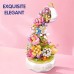 575PCS Teacup Flower Lighting Music Box Building Blocks Waterfall Flower Bouquet DIY Model Bricks Toys For Kids Christmas Gift