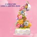 575PCS Teacup Flower Lighting Music Box Building Blocks Waterfall Flower Bouquet DIY Model Bricks Toys For Kids Christmas Gift