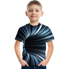 Kids Boys' T shirt Tee Short Sleeve 3D Print Graphic Optical Illusion Color Block Crewneck Unisex Light Yellow Lake blue Navy Children Tops Summer Basic Streetwear Funny 3-12 Years / Sports