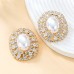 Women's Clear White Stud Earrings Fine Jewelry Classic Precious Stylish Trendy Earrings Jewelry Silver / Gold For Party Gift 1 Pair