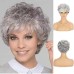 Gray Wigs for Women Momy Short Silver Gray Wavy Curly Wigs for Women Grey Layered Pixie Cut with Bangs Synthetic Wigs for Lady Short Natrual Synthetic Hair Wig Halloween Wig