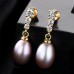 Women's Purple Clear Pink Freshwater Pearl Drop Earrings Fine Jewelry Pear Cut Drop Vintage Elegant S925 Sterling Silver Earrings Jewelry Purple / Rosy Pink / White For Wedding Party 1 Pair