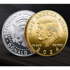 2pcs 45th President Of United States Donald J. Trump 2024 Collectible Gold Plated Souvenir Coin Basso-relievo Commemorative Coin