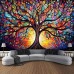 Tree of Life Hanging Tapestry Stained Glass Colorful Wall Art Large Tapestry Mural Decor Photograph Backdrop Blanket Curtain Home Bedroom Living Room Decoration