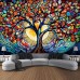 Tree of Life Hanging Tapestry Stained Glass Colorful Wall Art Large Tapestry Mural Decor Photograph Backdrop Blanket Curtain Home Bedroom Living Room Decoration