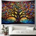 Tree of Life Hanging Tapestry Stained Glass Colorful Wall Art Large Tapestry Mural Decor Photograph Backdrop Blanket Curtain Home Bedroom Living Room Decoration