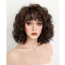 Brunette Spiral Curly Synthetic Wig Halloween Wig