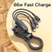 66W 3 In 1 Charging Cable 120CM/3.94ft For Android/Type-C/iPhone 14/13 Pro Max For Samsung/Xiaomi/POCO Mobile Phone Data Cord Good Quality And Durable Cable As Small Gift