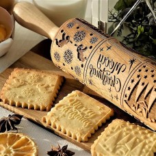 Nativity Scene Embossing Rolling Pin Christmas Pattern Xmas Wooden 3D Engraved Nativity With Jesus 9 Different Pattern Design For Baking Cookies