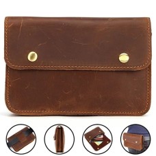 Men's Fanny Waist Bag Crazy Horse Genuine Leather Waist Packs Belt Loop Hip Hook Bum Bag Handmade Travel Small Phone Waist Pouch