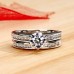 Couple Ring Wedding Classic Silver Copper Precious Fashion Simple 2pcs Zircon