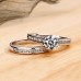 Couple Ring Wedding Classic Silver Copper Precious Fashion Simple 2pcs Zircon