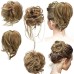 4 Pcs Messy Hair Bun Straight Hairpiece Tousled Updo for Women Hair Extensions Short Ponytail Elastic Scrunchies Curly Hair Accessories