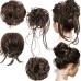 4 Pcs Messy Hair Bun Straight Hairpiece Tousled Updo for Women Hair Extensions Short Ponytail Elastic Scrunchies Curly Hair Accessories