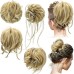 4 Pcs Messy Hair Bun Straight Hairpiece Tousled Updo for Women Hair Extensions Short Ponytail Elastic Scrunchies Curly Hair Accessories