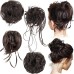 4 Pcs Messy Hair Bun Straight Hairpiece Tousled Updo for Women Hair Extensions Short Ponytail Elastic Scrunchies Curly Hair Accessories