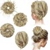 4 Pcs Messy Hair Bun Straight Hairpiece Tousled Updo for Women Hair Extensions Short Ponytail Elastic Scrunchies Curly Hair Accessories