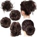 4 Pcs Messy Hair Bun Straight Hairpiece Tousled Updo for Women Hair Extensions Short Ponytail Elastic Scrunchies Curly Hair Accessories